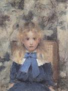 Fernand Khnopff Portrait of Miss Van Der Hecht oil on canvas